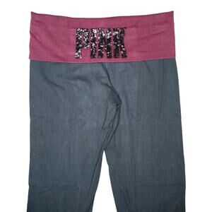Y2K Victoria's Secret PINK Fold Over Skinny Yoga Pants with Sequins size Small